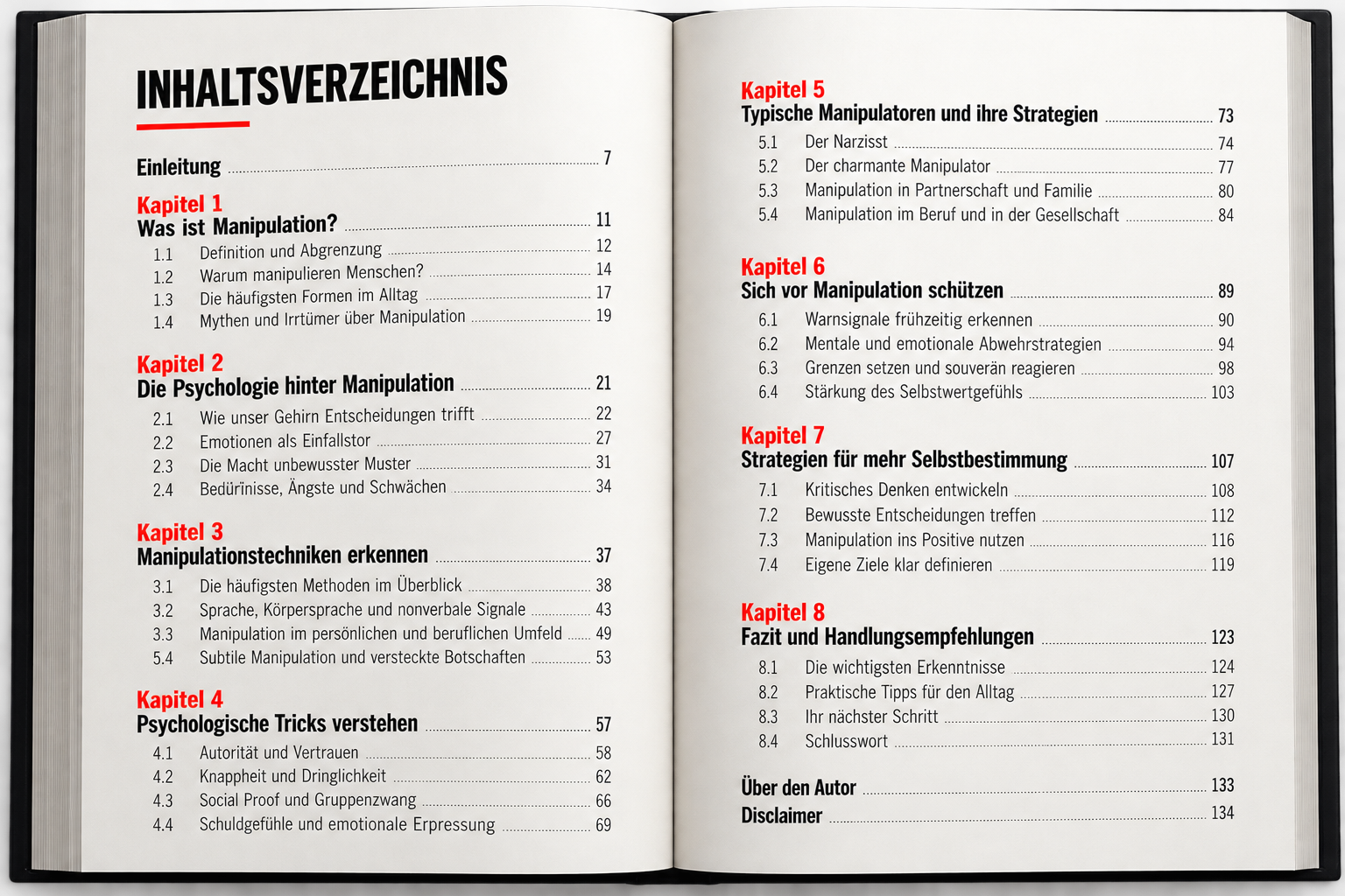 Aufgeschlagenes Buch als illustrative Inhaltsübersicht